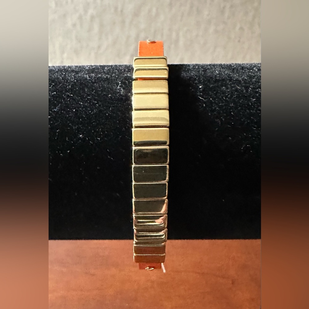 Vintage Michael Kors Orange and Gold Adjustable Leather Bracelet